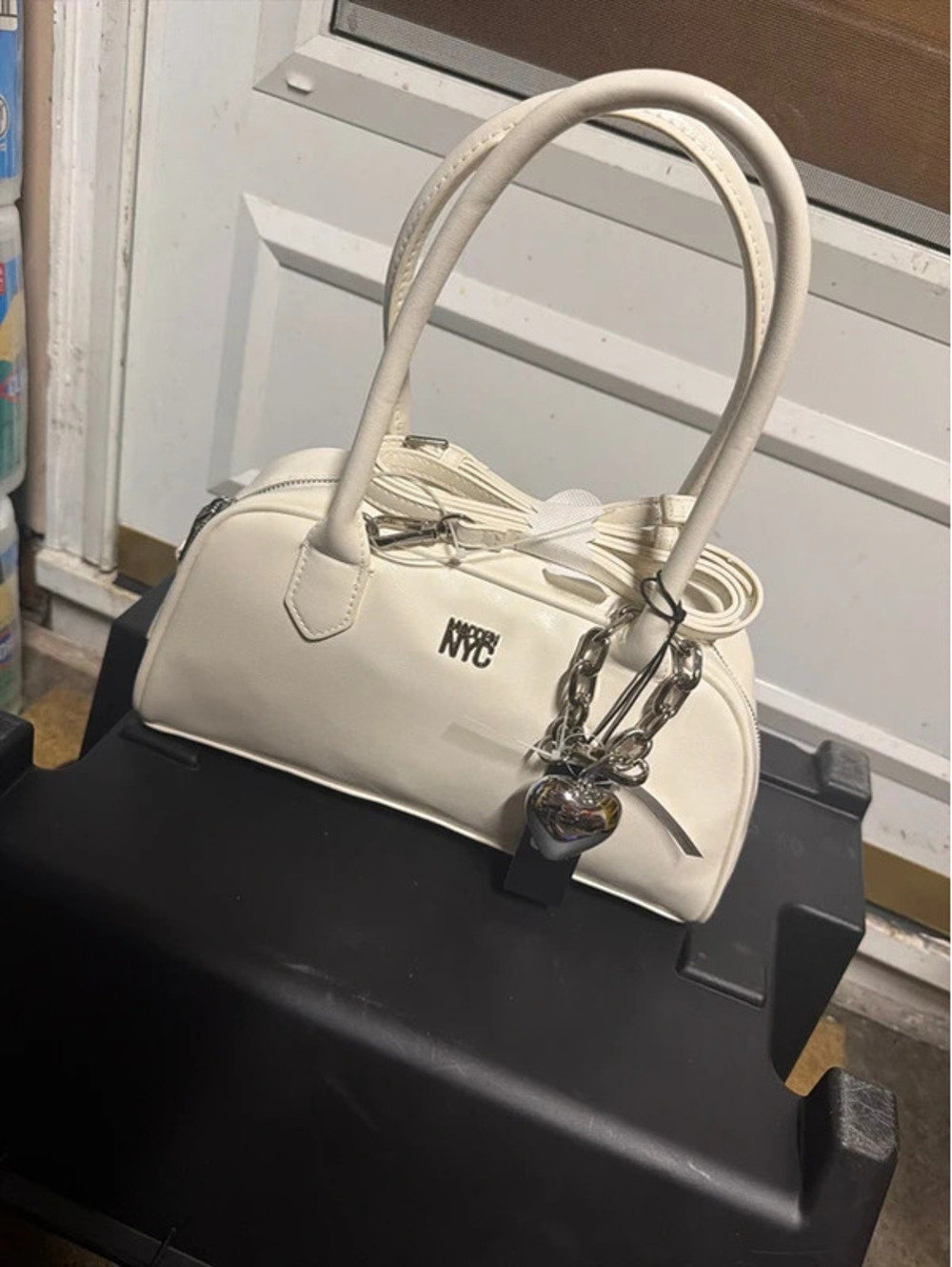 Madden NYC Women's East West Bowler Bag, White